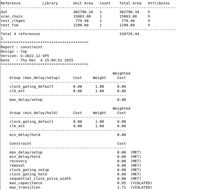STA and sign-off summary